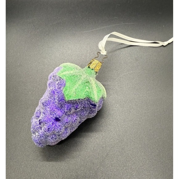DECOR WALTHER Other - Purple Grape Ornament Sugared Beaded Fruit Christmas Tree Wine Decor Kitchen